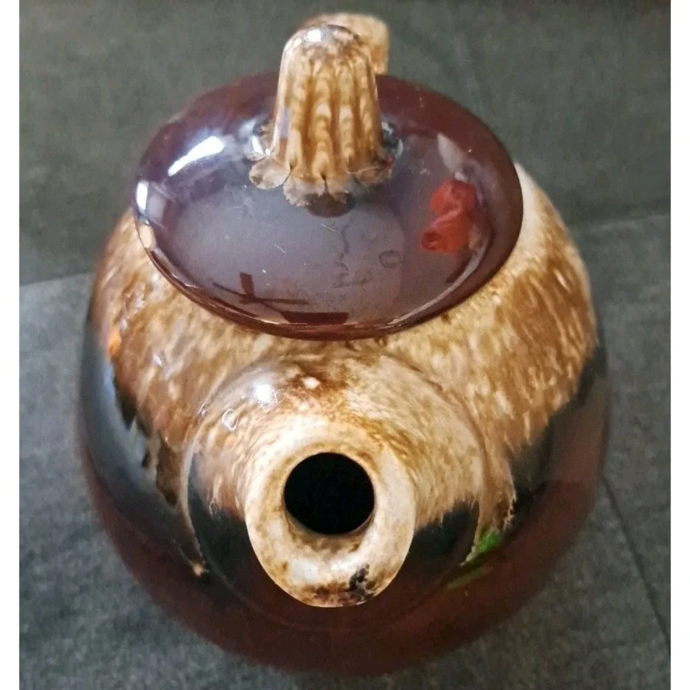 Vintage Hull USA Oven Proof Brown Drip Glaze Tea Pot‎ 6.5